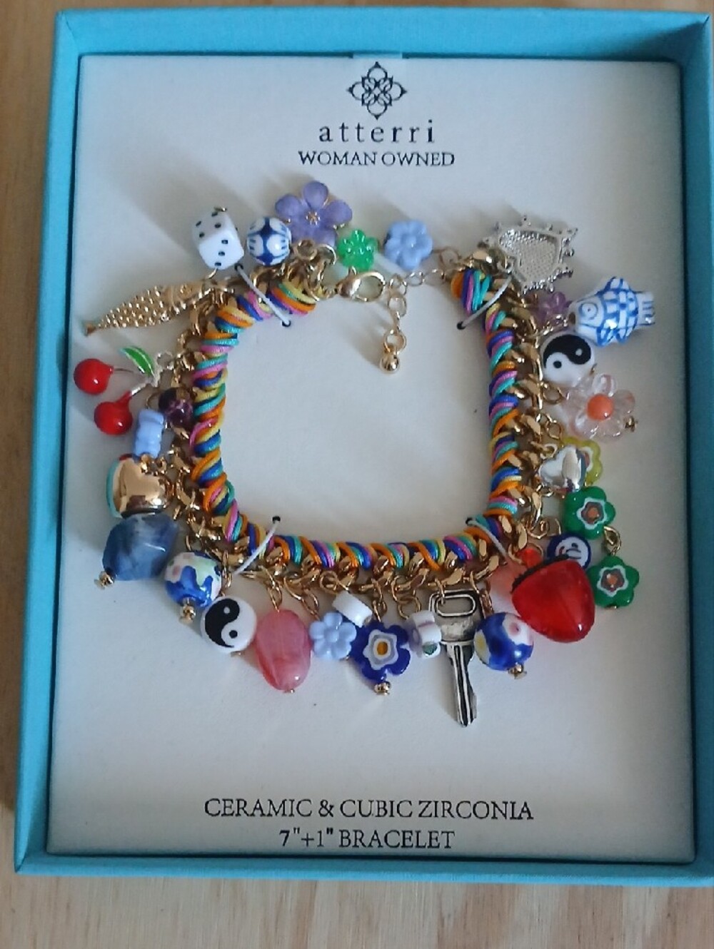 Atterri Multicolor Charm Bracelet with Red & Blue Accents - Picture 2 of 5